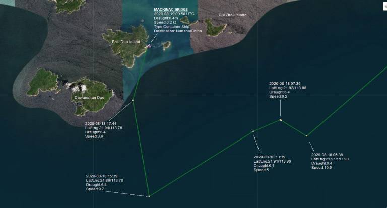 Baili Dao Island ship tracking